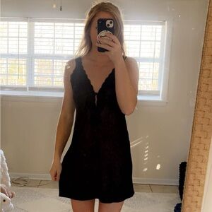 Princess Polly Black Satin Lace Chemise